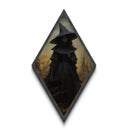 Gothic Witch in Forest Diamond Shaped Art Canvas Embossed Print Dark Academia Halloween Wall Decor Victorian Witchcore Aesthetic