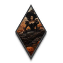Victorian Pumpkin Witch Diamond Shaped Art Canvas Art Print Halloween Decor Dark Romance Gothic Aesthetic Wall Hanging