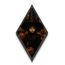 Spooky Girl in Pumpkins Diamond Shaped Art Canvas Art Print Halloween Witchcore Decor Gothic Dark Academia Autumn Wall Art