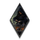 Victorian Witch Brewing Spells Diamond Shaped Art Halloween Decor Canvas Art Print in Dark Academia Gothic Style