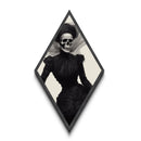 Victorian Skeleton Lady Diamond Shaped Art Gothic Halloween Canvas Art Print Dark Academia Macabre Decor Elegant Skull Portrait