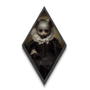 Victorian Bat Portrait, Albino Bat Painting Print, Diamond Shaped Halloween Art