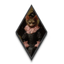 Cute Victorian Vampire Bat Portrait, Diamond Shaped Halloween Decor, Dark Academia Bat Painting Print