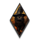 The Witch Cat With Her Jack O Lanterns, Canvas Textured Print, Dark Academia Halloween Art, Victorian Cat Oil Painting, Goth Halloween Decor