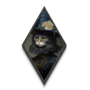 Victorian Cat Portrait Canvas Art Print, Diamond Shaped Wall Art, Spooky Decor, Dark Academia Cat Painting