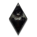 Dark Academia Cat Portrait Diamond Shaped Canvas Embossed Art Print, Spooky Hallowen Painting, Halloween Wall Art