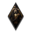 Gentleman raccoon in antique attire holding rose bouquet, gothic romance Diamond Shaped Art, Canvas Embossed Print Halloween display