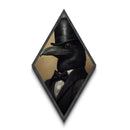 Classic Raven Dressed in Formal Attire Diamond Shaped Art Canvas Embossed Print Halloween Decor Victorian Dark Academia Style