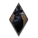 Elegant Crow in Tuxedo and Green Bow Diamond Shaped Art Canvas Art Print Gothic Noir Victorian Halloween Wall Hanging