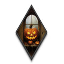 Spooky Halloween Jack O' Lantern Painting Print, Diamond Shaped Wall Art, Canvas Textured Art Print