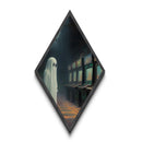 Vintage Ghost in Abandoned Arcade Diamond Shaped Art Canvas Art Print Halloween Gothic Vaporwave Spooky Gamer Aesthetic