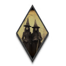 Haunted Witch Sisters in Forest Diamond Shaped Art Canvas Embossed Print Dark Academia Gothic Halloween Occult Portrait Décor
