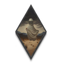 Cowboy Ghost Floating in Desert Diamond Shaped Art Canvas Art Print Western Halloween Surreal Spooky Southwestern Home Decor