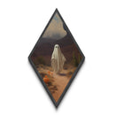 Ghost Among Cactus and Pumpkins Diamond Shaped Art Canvas Art Print Halloween Desert Haunting Spooky Cute October Aesthetic