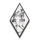 Skeleton Couple Dancing Together Diamond Shaped Art Canvas Embossed Print Gothic Halloween Macabre Romance Whimsical Decor
