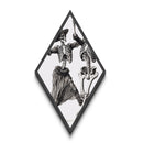 Skeletons Twirling in Skirts Diamond Shaped Art Canvas Embossed Print Day of the Dead Gothic Halloween Skeleton Dance Decor
