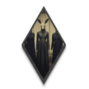 Long-faced creature with elongated ears and cloak captured in ghostly Diamond Shaped Art format as Victorian Canvas Embossed Print Halloween