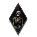 Diamond Shaped Art Skeleton Gothic Wall Decor, Dark Academia Memento Mori Canvas Embossed Print, Victorian Halloween Artwork