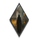 Diamond Shaped Art Haunted Ghost Figure Canvas Art Print, Gothic Halloween Wall Decor, Victorian Spirit Apparition Dark Academia Style