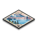 Crater Lake National Park Diamond Shaped Adventure Poster Art Wall Art Art Print, Canvas Wall Art, Travel Gift, Oregon Travel Art