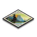 Yosemite National Park Diamond Shaped Travel Poster Art Canvas Art Print, Canvas Wall Art, Travel Gift, California Travel Art