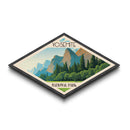 Yosemite National Park Diamond Formed Adventure Poster Art Canvas Art Print, Canvas Wall Art, Travel Gift, California Travel Art