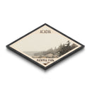Acadia National Park Diamond Formed Travel Poster Canvas Artwork Print, Canvas Wall Art, Travel Gift, Maine Landscape