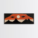 Flying Saucers over The Mountains - Retro Art Deco Inspired Scifi Art - Panoramic Print - Cute Nursery Decor