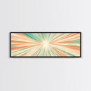 Mid Centery Modern Canvas Print - Framed MCM Style Wall Art, Orange and Green Star Burst - Art Deco Modern Art - Above Sofa Decor