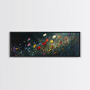 Wildflowers At Midnight Framed Canvas Print, Moody Decor, Boho Minimalist Wall Art, Modern Art, Floral or Botanical Wall Art