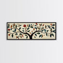 Wabi Sabi Inspired Botanical Print, Panoramic Canvas Art, Boho Style Textile Wall Art Print, Above Bed Or Sofa, Guest Room Decor