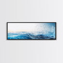 Splash of Waves In The Ocean, Framed Canvas Print, Nautical Seascapes Wall Art