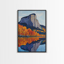 Fall In The Mountains Framed Canvas Print, Housewarming Gift, Boho Landscape Painting, Autumn Wall Art, Top Selling Wall Art
