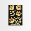 Floral Framed Canvas Wall Art Flower Print, Wood Framed Boho Modern Wall Art Boho Wall Decor Living Room Wall Art