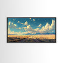 Country Roads Oil Painting Canvas Print, Wood Framed Wall Art, Home Decor, Southwestern Rustic Wall Art, Boho Home Decor