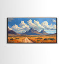 Desert Dirt Roads Framed Canvas Wall Art, Beautiful Arizona Day, Desaturated Wall Art, Rustic Farmhouse Decor, Southwestern Pueblo Art