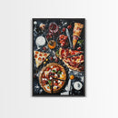 Italian Restaurant Wall Art, Retaurant Decor, Pizza Painting Canvas Print, Kitchen Wall Art, Kitchen Painting, Dining Room Decor