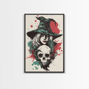 Portrait of A Witch, Framed Canvas Print, Halloween Decor, Witchcraft, Goth Art, Dark Academia Wall Art, Halloween Poster Art