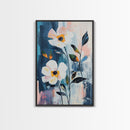 Oil Painting Print of White Flowers, Framed Canvas Print, Floral Art, Botanical Art