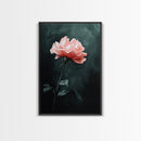 Oil Painting Print of a Pink Rose, Framed Canvas Print, French Country Decor, Modern Farmhouse, Rustic Farmhouse, Rose Painting, Rose Art