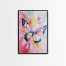 Pink Butterfly Oil Painting Print, Rustic Farmhouse, Boho Home Decor, Preppy Wall Art Dorm Room Wall Art Nursery Wall Art Home Decor