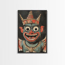 Creepy 19th Century Folk Art Framed Canvas Print, Spooky, Folk Art Painting, Russian Folk Art Home Decor