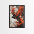 Canvas Print Of a Phoenix Painting, Wood Framed Art, Grunge Decor, Loft Art, Phoenix With Flaming Wings Wall Art