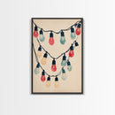 Sketch of Christmas Lights Canvas Print - Framed Canvas - Minimalist Christmas Art - Boho Christmas Art - Rustic Christmas Art