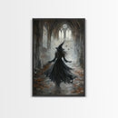 Witchy Decor Framed Canvas Print, Dark Academia, Witch Painting Print, Gothic Decor, Moody Witch Oil Painting, Halloween Art