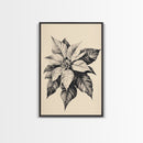Poinsetta Canvas Print - Framed Canvas - Minimalist Christmas Art - Boho Christmas Art - Rustic Christmas Art