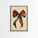 Christmas Bow Canvas Print - Framed Canvas - Minimalist Christmas Art - Boho Christmas Art - Rustic Christmas Art