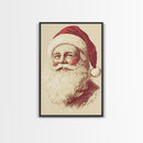 Sainta Clause Painting Canvas Print - Framed Canvas - Minimalist Christmas Art - Boho Christmas Art - Rustic Christmas Art
