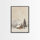 Winter Cabin Canvas Print - Framed Canvas - Minimalist Christmas Art - Boho Christmas Art - Rustic Christmas Art - Winter Decor - Cabin Decor
