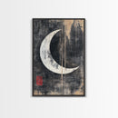 Wabi Sabi Crescent Moon Canvas Print - Moon Painting Wall Art - Moon Wall Art - Japanese Style Art - Japanese Style Decor